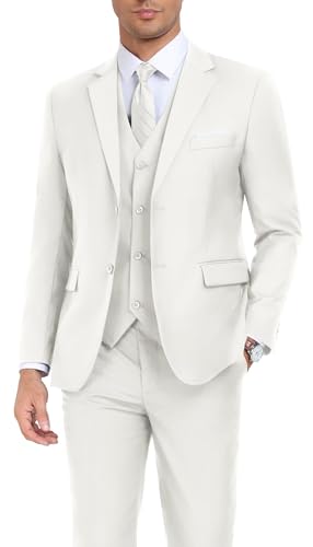 Men's Suit Slim Fit 3 Piece Wedding Dress Tux Suit Set Two Buttons Business Suits Blazer Jacket Vest Pants with Tie