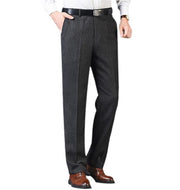 Men's Classic Fit Wool Plaid Dress Pants Double Pleated Loose Trousers High Waisted(LSBT 42)