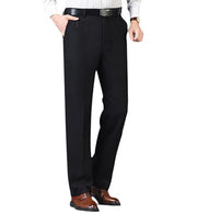 Men's Classic Fit Wool Plaid Dress Pants Double Pleated Loose Trousers High Waisted(LSBT 42)