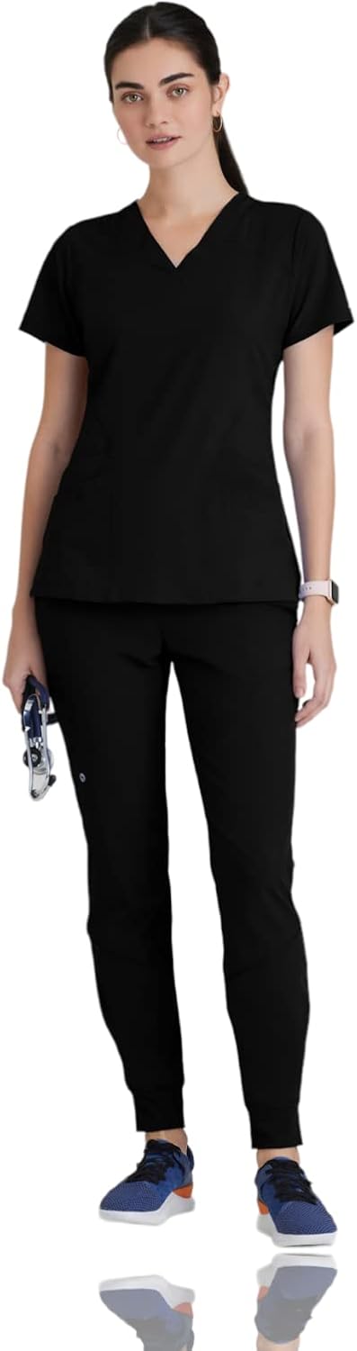 BARCO ONE Women's Pulse Scrub Top, Sporty V-Neck Medical Top w/ 4-Way Stretch & 5 Pockets