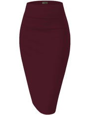 Hybrid & Company Women's Premium Nylon Ponte Stretch High Waist Pencil Suit Skirt Below Knee