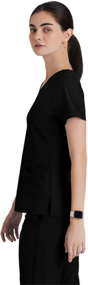 BARCO ONE Women's Pulse Scrub Top, Sporty V-Neck Medical Top w/ 4-Way Stretch & 5 Pockets