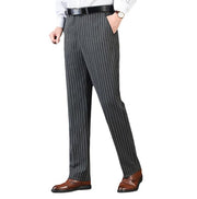 Men's Classic Fit Wool Plaid Dress Pants Double Pleated Loose Trousers High Waisted(LSBT 42)
