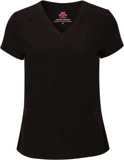 Natural Uniforms Women's Cool Stretch V-Neck Top and Cargo Pant Scrub Set with Regular and Petite Sizes