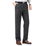 Men's Classic Fit Wool Plaid Dress Pants Double Pleated Loose Trousers High Waisted(LSBT 42)