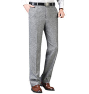 Men's Classic Fit Wool Plaid Dress Pants Double Pleated Loose Trousers High Waisted(LSBT 42)