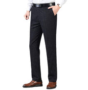 Men's Classic Fit Wool Plaid Dress Pants Double Pleated Loose Trousers High Waisted(LSBT 42)
