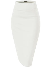 Hybrid & Company Women's Premium Nylon Ponte Stretch High Waist Pencil Suit Skirt Below Knee