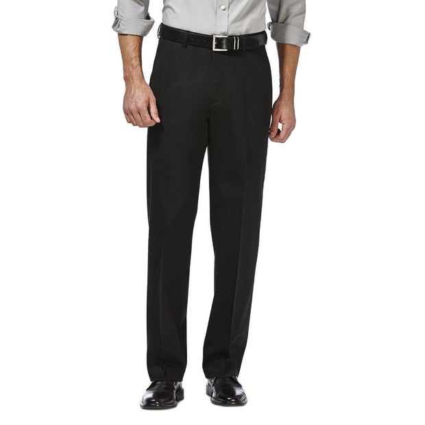 Haggar Men's Premium No Iron Khaki Classic Fit Expandable Waist Flat Front Pant (Regular and Big & Tall Sizes)