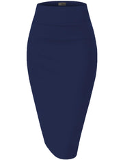 Hybrid & Company Women's Premium Nylon Ponte Stretch High Waist Pencil Suit Skirt Below Knee