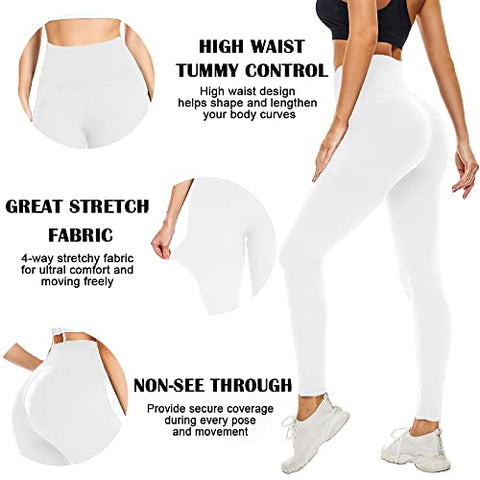 FULLSOFT Soft Leggings for Women - High Waisted Tummy Control No See Through Workout Yoga Pants