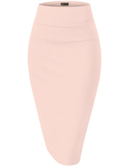Hybrid & Company Women's Premium Nylon Ponte Stretch High Waist Pencil Suit Skirt Below Knee