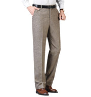 Men's Classic Fit Wool Plaid Dress Pants Double Pleated Loose Trousers High Waisted(LSBT 42)
