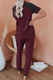 AUTOMET Lounge Sets For Women Two Piece Outfits Loungewear Short Sleeve Crewneck Jogger Pajama Set Sweatpants Tracksuit