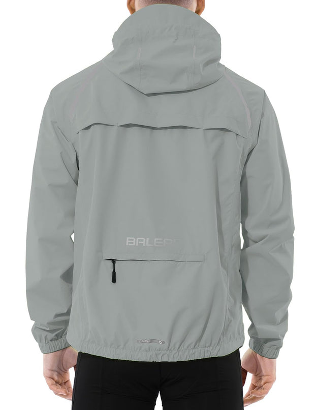 baleaf Men's Rain Jacket Waterproof Windbreaker Running Cycling Golf Hiking Gear Hood Lightweight Reflective Packable