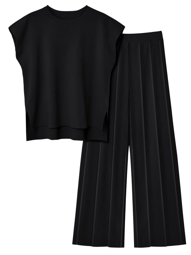 LILLUSORY 2 Piece Sets for Women Summer Vacation 2025 Lounge Outfits Matching Two Pcs Spring Knit Tracksuits Sweat Suits