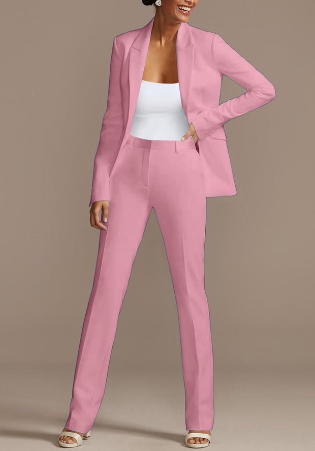 HuiSiFang Womens Fall Fashion 2 Piece Blazer Sets Open Front Blazers and Slim Fit Pants Suits Set