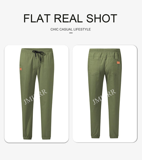JMIERR Mens Casual Joggers Pants - Cotton Drawstring Chino Cargo Pants Hiking Outdoor Twill Track Jogging Sweatpants Pants