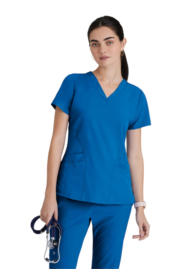 BARCO ONE Women's Pulse Scrub Top, Sporty V-Neck Medical Top w/ 4-Way Stretch & 5 Pockets