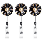 Retractable Badge Holder with Alligator Clip, 24 inch Retractable Cord, ID Badge Reel with Pearl, 3 Pack (Multiple)