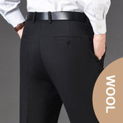 Men's Classic Fit Wool Plaid Dress Pants Double Pleated Loose Trousers High Waisted(LSBT 42)