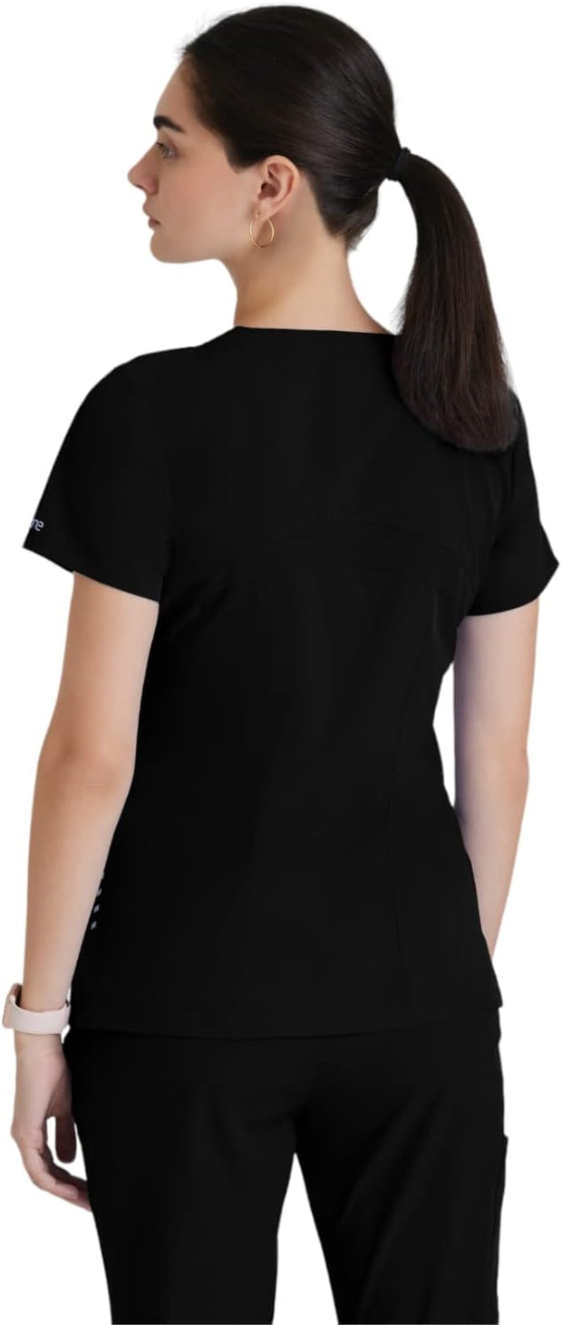 BARCO ONE Women's Pulse Scrub Top, Sporty V-Neck Medical Top w/ 4-Way Stretch & 5 Pockets