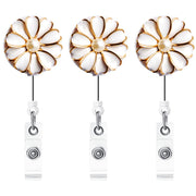 Retractable Badge Holder with Alligator Clip, 24 inch Retractable Cord, ID Badge Reel with Pearl, 3 Pack (Multiple)
