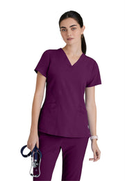 BARCO ONE Women's Pulse Scrub Top, Sporty V-Neck Medical Top w/ 4-Way Stretch & 5 Pockets