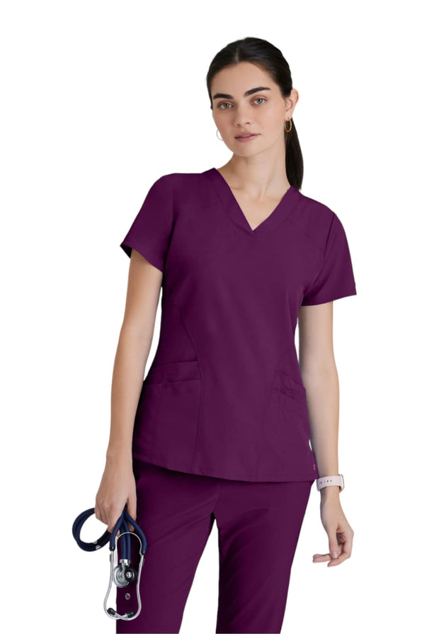 BARCO ONE Women's Pulse Scrub Top, Sporty V-Neck Medical Top w/ 4-Way Stretch & 5 Pockets