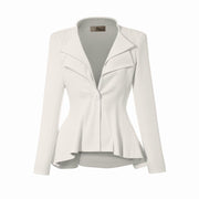 Hybrid & Company Women's Casual Work Office Dressy Double Lapel Single Button Peplum Comfortable Blazer