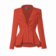 Hybrid & Company Women's Casual Work Office Dressy Double Lapel Single Button Peplum Comfortable Blazer