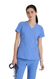BARCO ONE Women's Pulse Scrub Top, Sporty V-Neck Medical Top w/ 4-Way Stretch & 5 Pockets