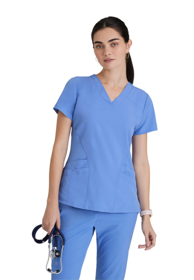 BARCO ONE Women's Pulse Scrub Top, Sporty V-Neck Medical Top w/ 4-Way Stretch & 5 Pockets