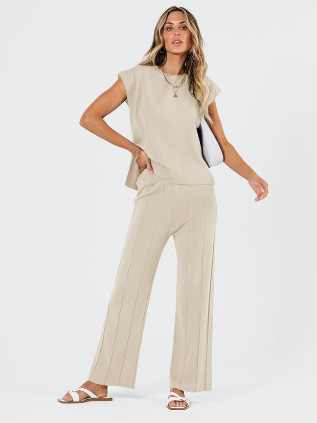 LILLUSORY 2 Piece Sets for Women Summer Vacation 2025 Lounge Outfits Matching Two Pcs Spring Knit Tracksuits Sweat Suits