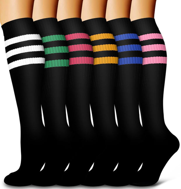 6 Pack Copper Compression Socks for Women and Men Circulation-Best Support for Medical, Running,Nursing,Athletic