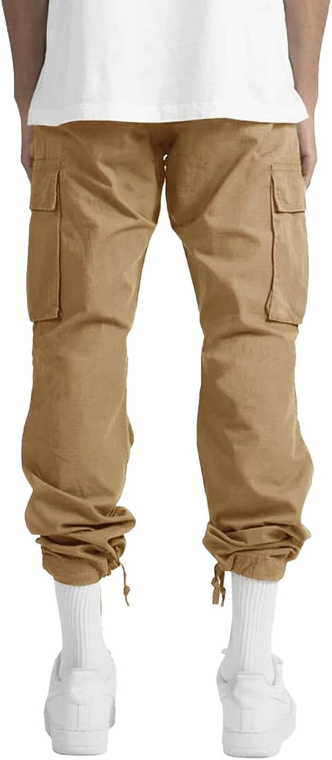 THWEI Mens Cargo Pants Casual Joggers Athletic Pants Cotton Loose Straight Sweatpants