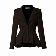 Hybrid & Company Women's Casual Work Office Dressy Double Lapel Single Button Peplum Comfortable Blazer