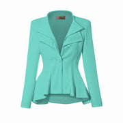 Hybrid & Company Women's Casual Work Office Dressy Double Lapel Single Button Peplum Comfortable Blazer