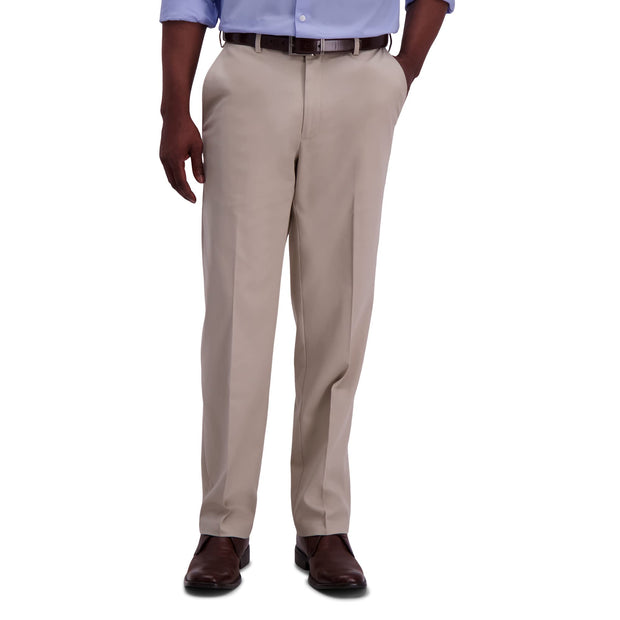 Haggar Men's Premium No Iron Khaki Classic Fit Expandable Waist Flat Front Pant (Regular and Big & Tall Sizes)