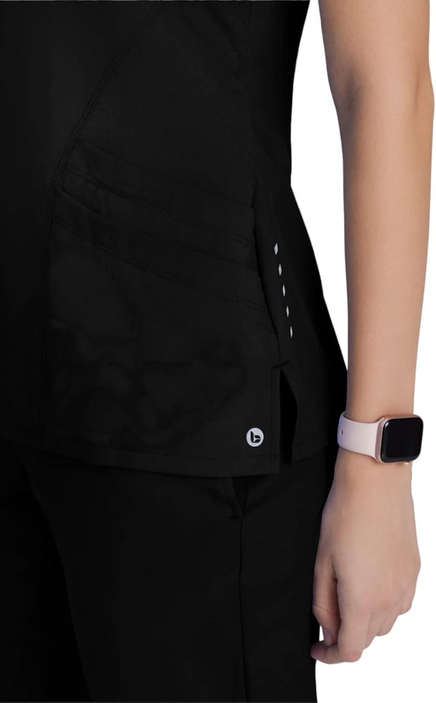 BARCO ONE Women's Pulse Scrub Top, Sporty V-Neck Medical Top w/ 4-Way Stretch & 5 Pockets