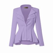 Hybrid & Company Women's Casual Work Office Dressy Double Lapel Single Button Peplum Comfortable Blazer
