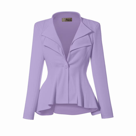 Hybrid & Company Women's Casual Work Office Dressy Double Lapel Single Button Peplum Comfortable Blazer