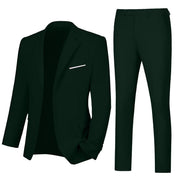 Mens Slim Fit 2 Piece Suit Two Button Notched Lapel Solid Suit Jacket Pants Set Tuxedo for Prom