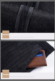 Men's Classic Fit Wool Plaid Dress Pants Double Pleated Loose Trousers High Waisted(LSBT 42)