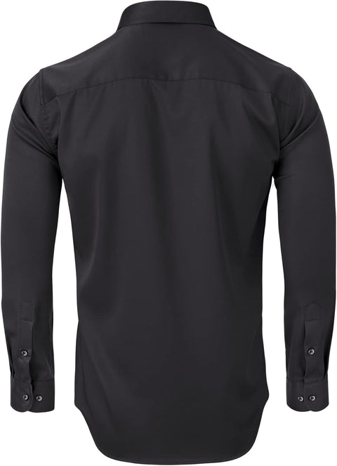 Alimens & Gentle Men's Dress Shirts Long Sleeve Wrinkle-Free Stretch Shirts Solid Formal Button Down Shirt with Pocket