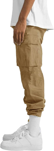 THWEI Mens Cargo Pants Casual Joggers Athletic Pants Cotton Loose Straight Sweatpants