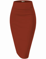 Hybrid & Company Women's Premium Nylon Ponte Stretch High Waist Pencil Suit Skirt Below Knee
