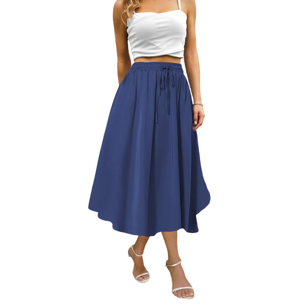 Maxi Skirts for Women with Pockets Long Midi Length Casual Skirt for Beach Party Holiday