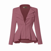 Hybrid & Company Women's Casual Work Office Dressy Double Lapel Single Button Peplum Comfortable Blazer