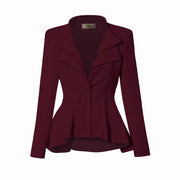 Hybrid & Company Women's Casual Work Office Dressy Double Lapel Single Button Peplum Comfortable Blazer